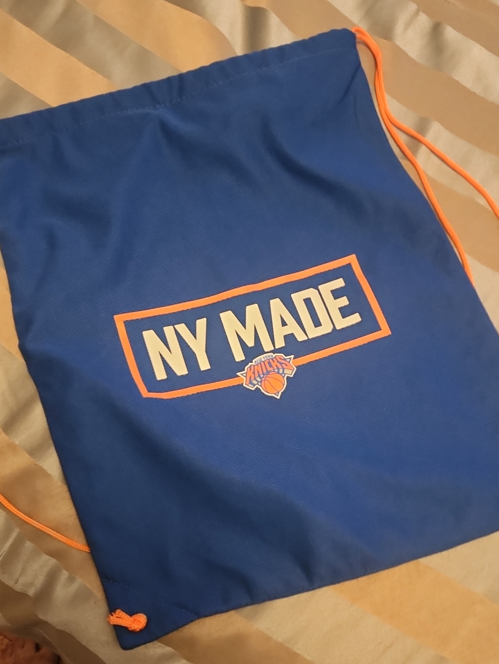 GO KNICKS Official New York Knicks 'NY MADE' Blue Drawstring Gym Bag